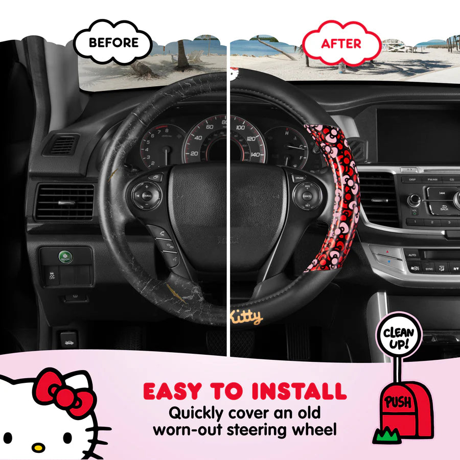 Sanrio Hello Kitty Black Steering Wheel Cover