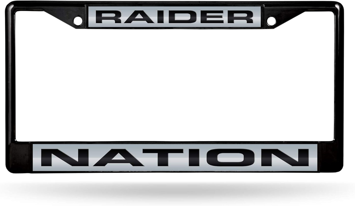 Raiders Nation Laser Black License Plate Frame