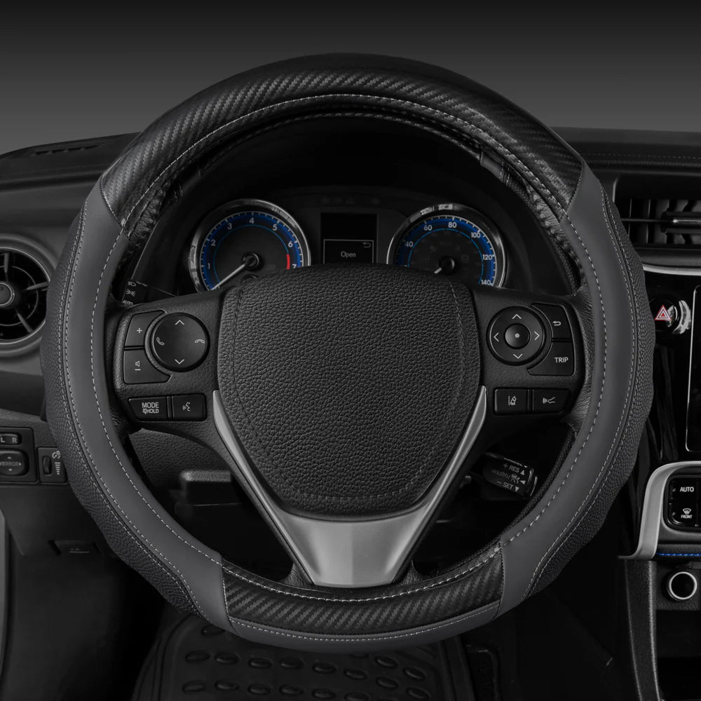 Grey Carbon Look Comfort Grip Steering Wheel Cover