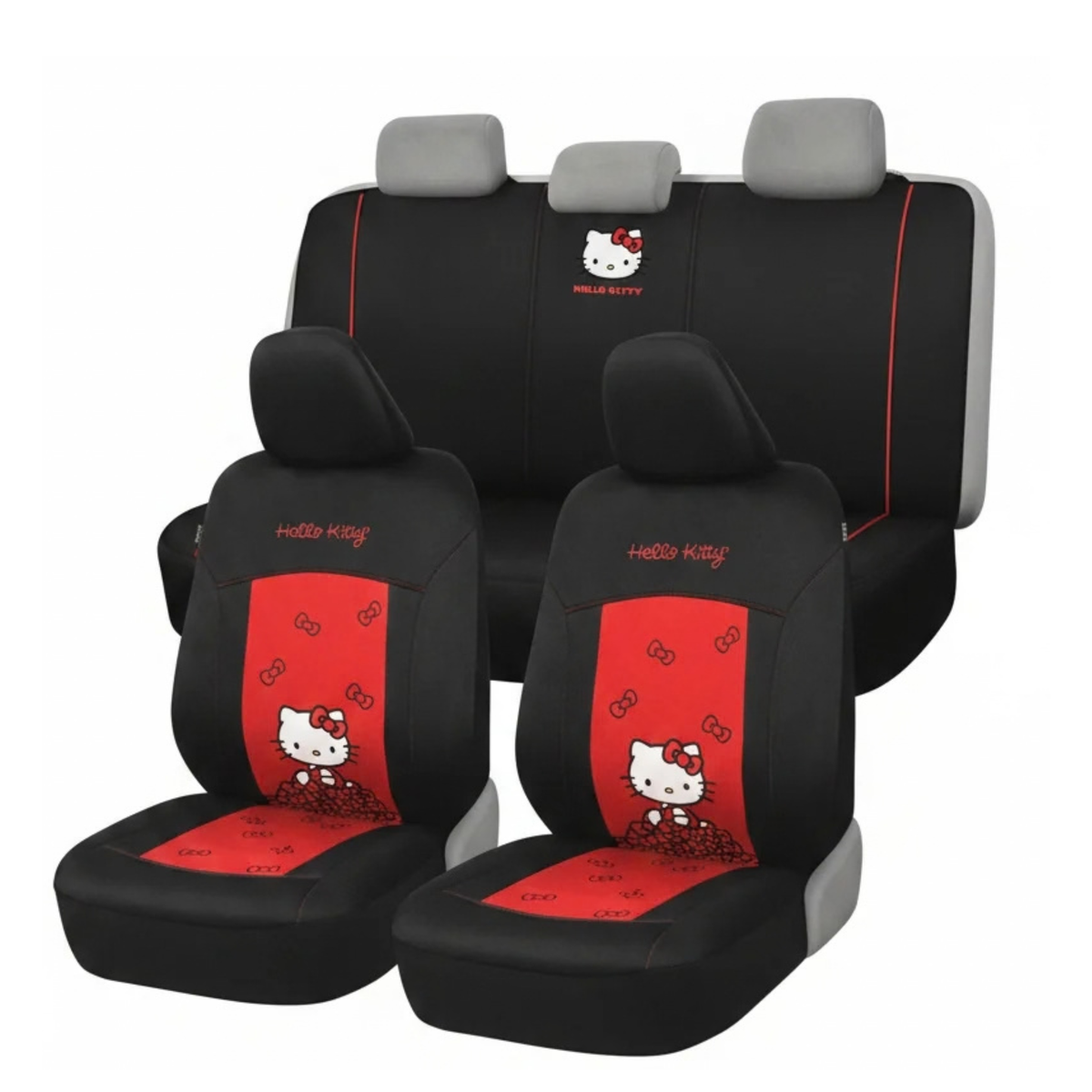 Hello Kitty 5PC Black and Red Seat Cover Set