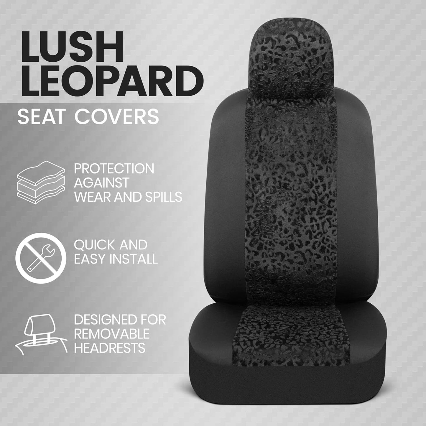 2PC Front Lush Leopard Sideless Seat Covers