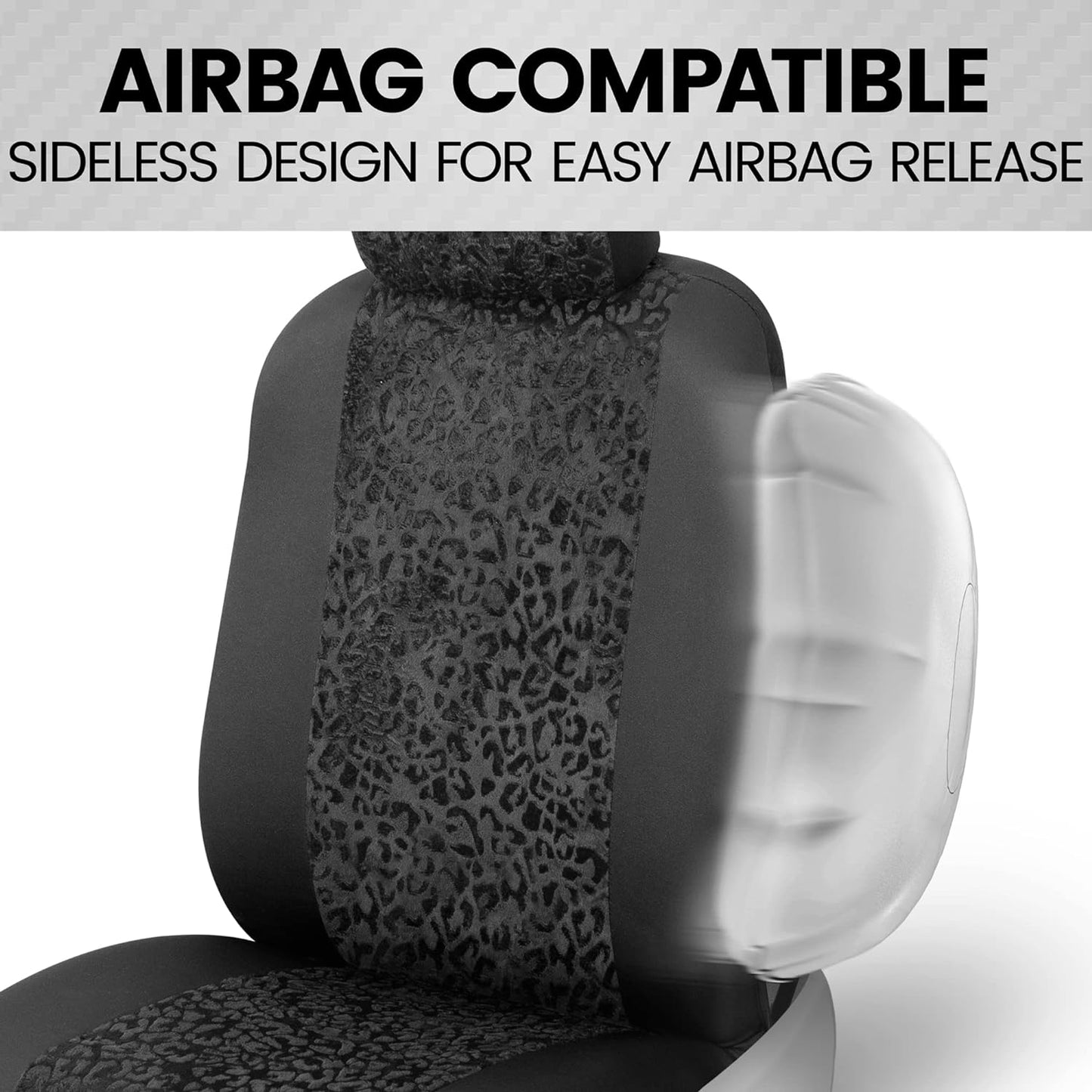 2PC Front Lush Leopard Sideless Seat Covers