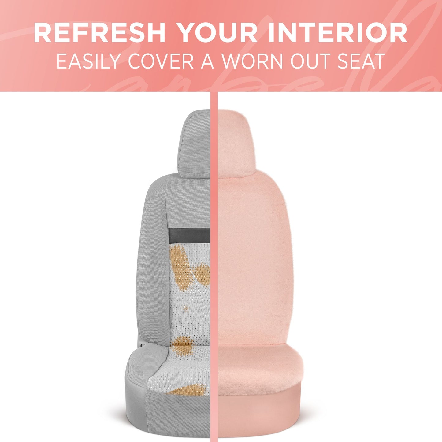 Faux Fur Soft Pink Seat Covers