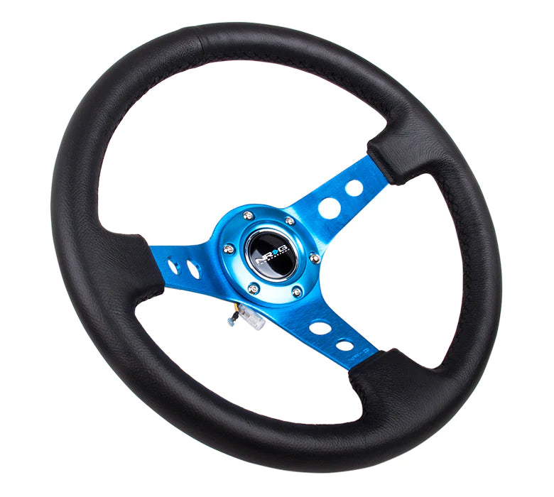 NRG Steering Wheel 350MM 3" Deep Dish With Holes Leather