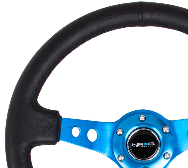 NRG Steering Wheel 350MM 3" Deep Dish With Holes Leather