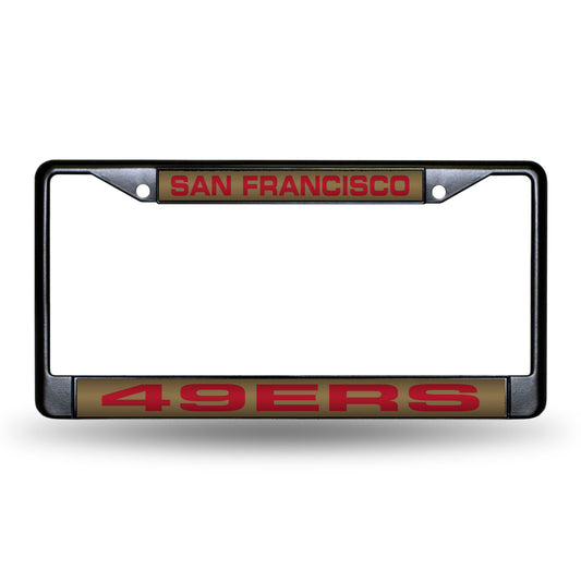 49ers Gold Laser Black License Plate Frame