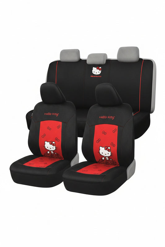 Hello Kitty 5PC Black and Red Seat Cover Set
