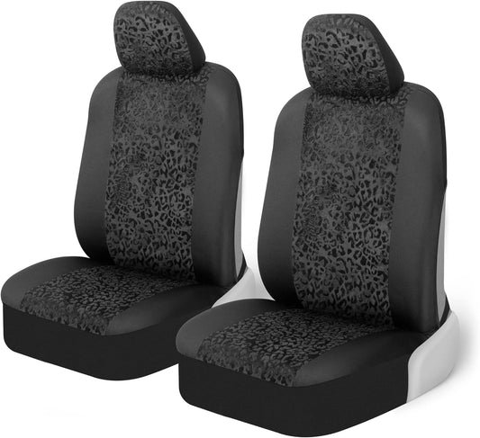 2PC Front Lush Leopard Sideless Seat Covers