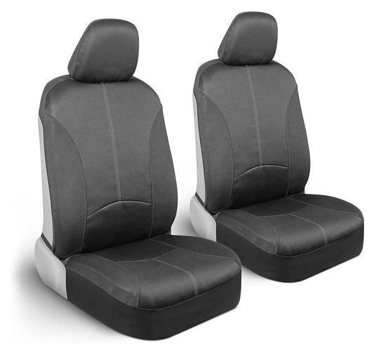 2PC Black With Grey Stitching Sideless Waterproof Seat Covers