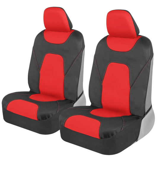 2 Front Red & Black Sideless Seat Covers Waterproof