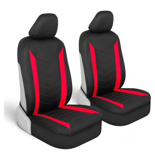 2PC Black & Red 2-tone Neoprene waterproof Sideless Seat Covers