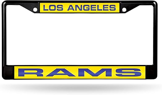 LA Rams Black Laser License Plate Frame