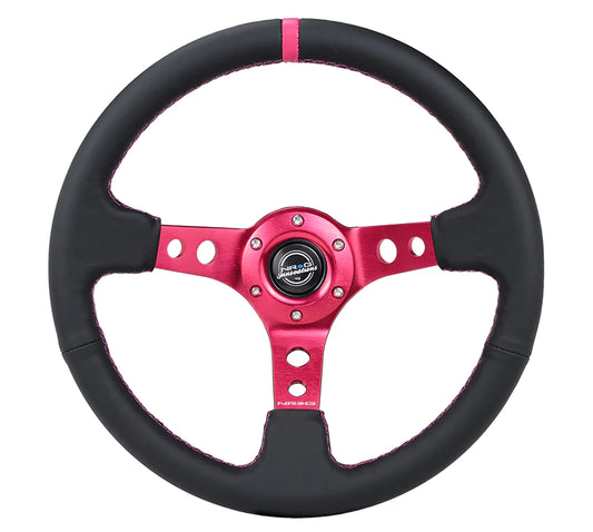 NRG Steering Wheel 350MM 3" Deep Dish With Holes Leather