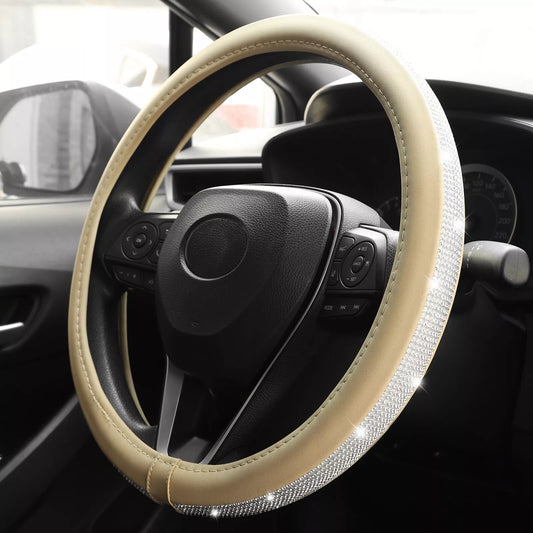 Diamond Beige With Silver Steering Wheel Cover