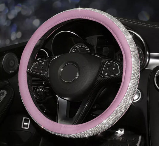 Diamond Pink With Silver Steering Wheel Cover