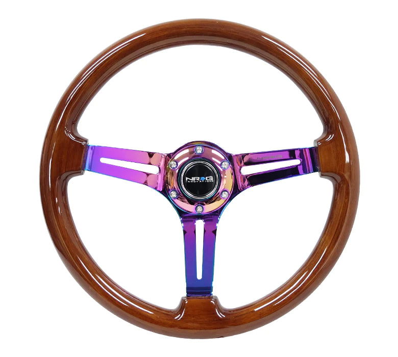 NRG Steering Wheel 350mm 3" Deep Dish With Slits Wood Grain