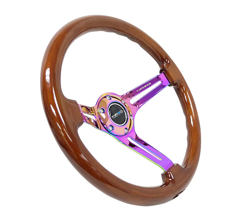 NRG Steering Wheel 350mm 3" Deep Dish With Slits Wood Grain