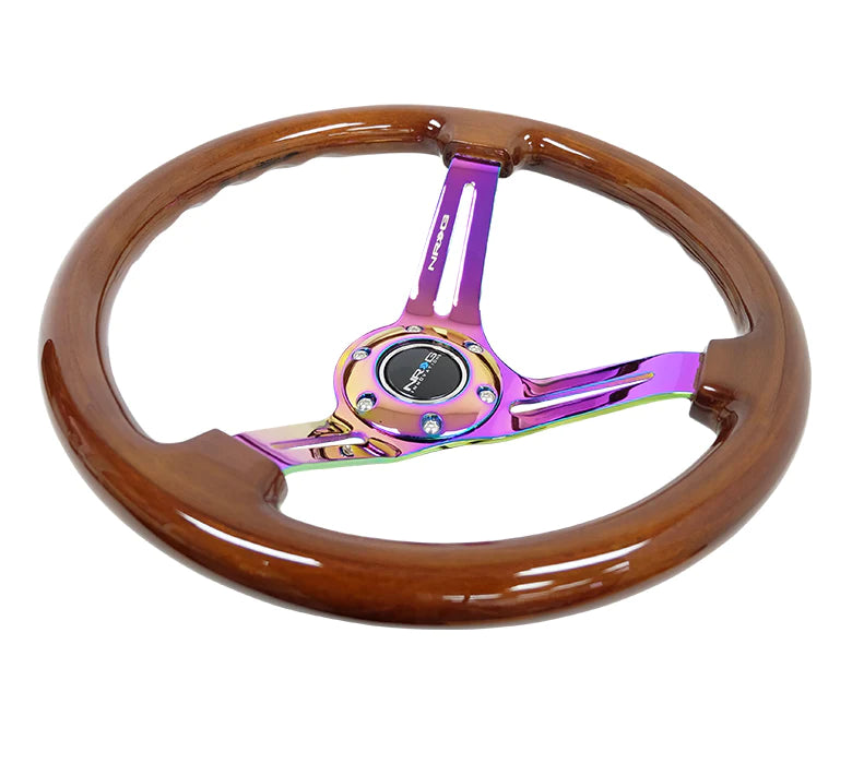 NRG Steering Wheel 350mm 3" Deep Dish With Slits Wood Grain