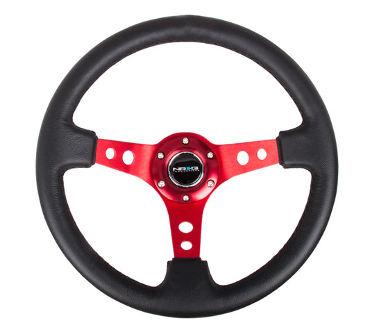 NRG Steering Wheel 350MM 3" Deep Dish With Holes Leather
