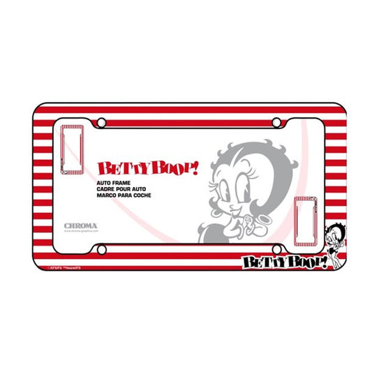 Betty Boop Red And White Strips License Plate Frame