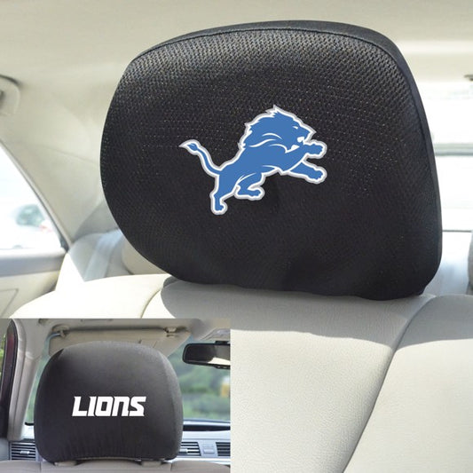 NFL Detriot Lions Mesh Headrest Covers - Black