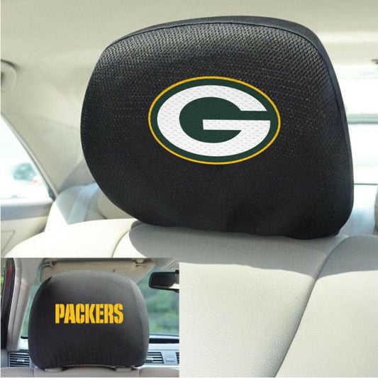 NFL Green Bay Packers Mesh Headrest Covers - Black