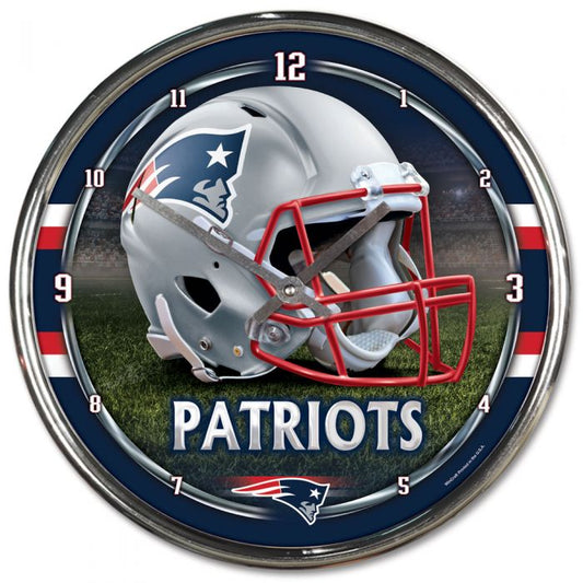 NFL New England Patriots Chrome Clock