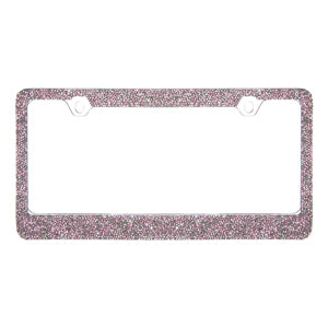 Rocking Bling Crystal Metal License Plate Frame- Light Pink / Silver
