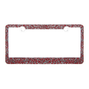Rocking Bling Crystal Metal License Plate Frame – Red / Silver